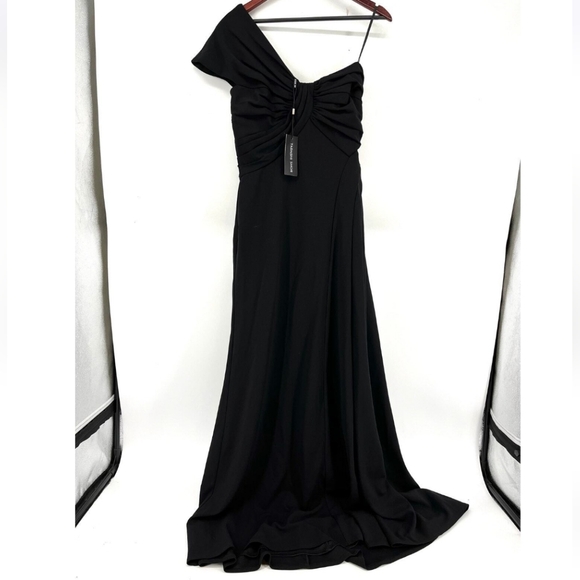 NEW Tadashi Shoji Black Ayelet One Shoulder Formal Maxi Dress Gown Medium - Picture 3 of 11